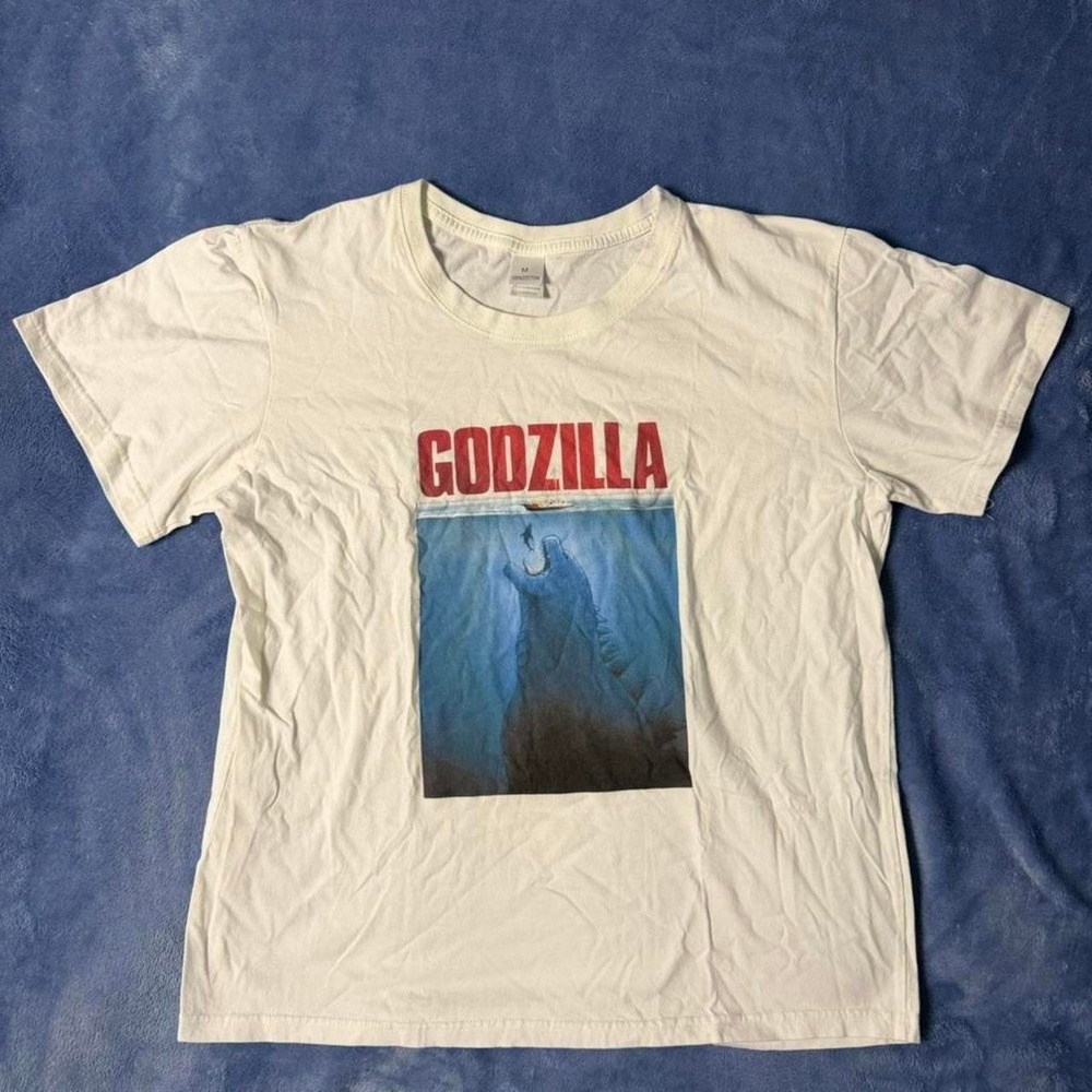 White Godzilla graphic tee men Size M